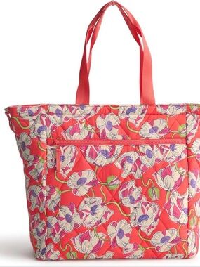 Vera Bradley Coral Floral Quilted Tote